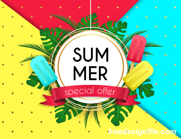 Summer special offer poster template vectors 04