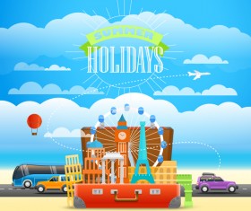 Summer vacation travel vector material