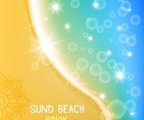 Sun beach with sea background vector 03