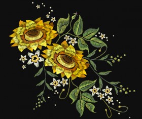 Sunflower embroidery vector