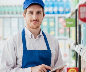 Supermarket staff Stock Photo