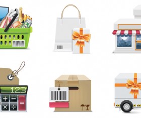 Supermarket with gift boxs icon