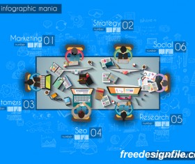 Teamwork ideas infographic template vector material 03