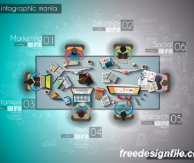 Teamwork ideas infographic template vector material 04
