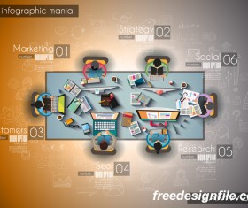 Teamwork ideas infographic template vector material 06