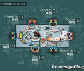 Teamwork ideas infographic template vector material 07