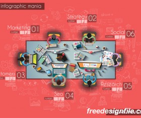 Teamwork ideas infographic template vector material 08