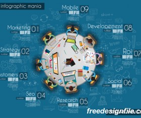 Teamwork ideas infographic template vector material 09