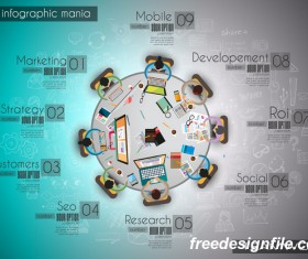 Teamwork ideas infographic template vector material 10