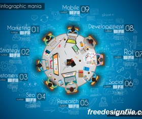 Teamwork ideas infographic template vector material 11