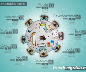 Teamwork ideas infographic template vector material 12