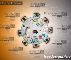 Teamwork ideas infographic template vector material 13