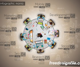 Teamwork ideas infographic template vector material 14