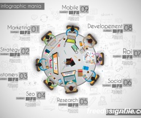 Teamwork ideas infographic template vector material 15