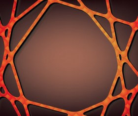 Textured orange lines frame with brown background vector