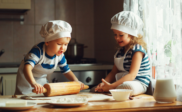 The children who made the food Stock Photo