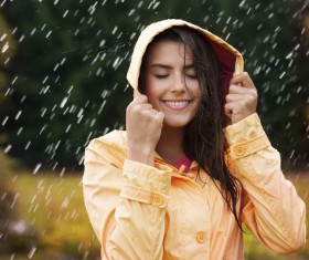 The girl in the rain Stock Photo