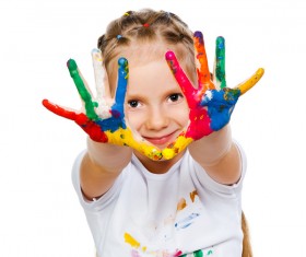 The little girl hands paint HD picture