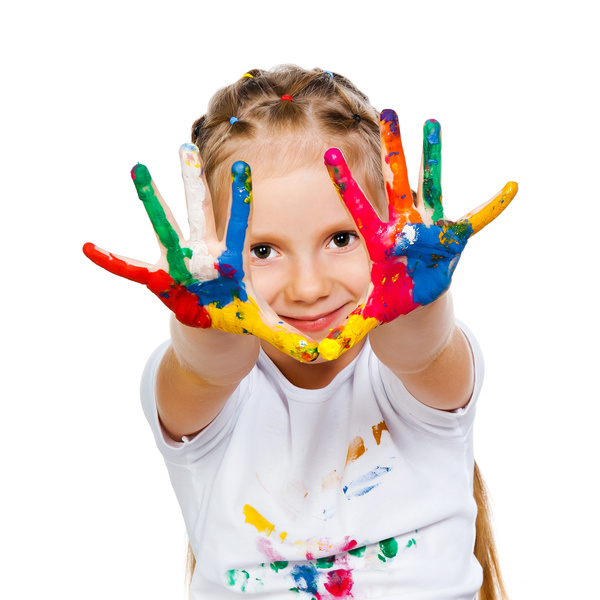 The little girl hands paint HD picture