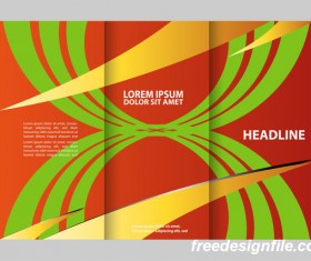 Three fold flyer and brochure cover red green vector 01