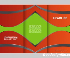 Three fold flyer and brochure cover red green vector 02