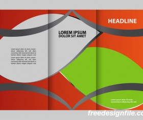Three fold flyer and brochure cover red green vector 03