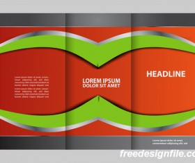 Three fold flyer and brochure cover red green vector 04