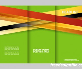 Three fold flyer and brochure cover red green vector 05