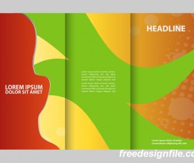 Three fold flyer and brochure cover red green vector 06