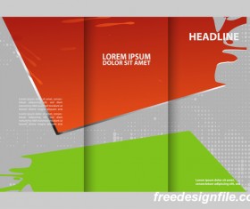 Three fold flyer and brochure cover red green vector 07