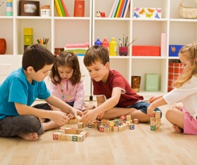 Together with children building blocks HD picture