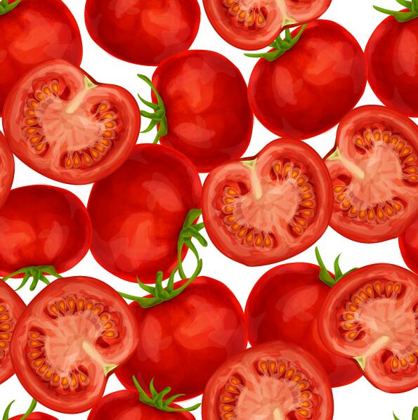 Tomato seamless pattern design vectors