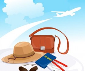 Travel background with aircraft vector