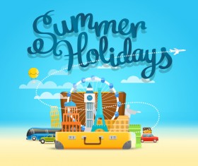 Travel world with summer holiday vector