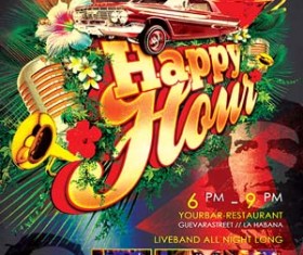 Tropical Cuban Happy Hour Flyer PSD Template