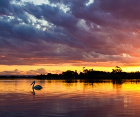 Twilight lake scenery Stock Photo