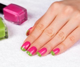 Two-color painted nail Stock Photo