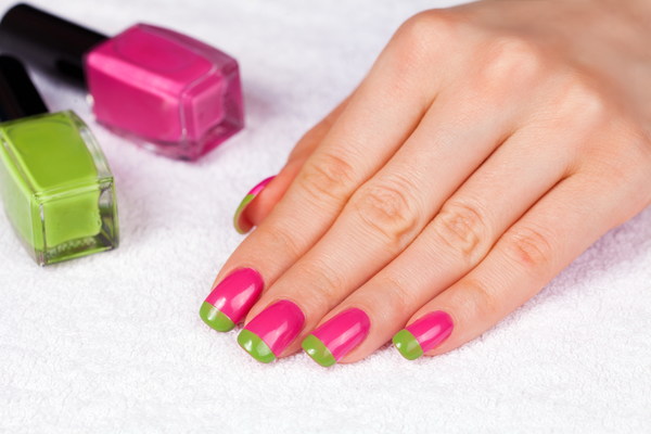 Two-color painted nail Stock Photo
