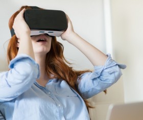 VR woman with glasses Stock Photo 01