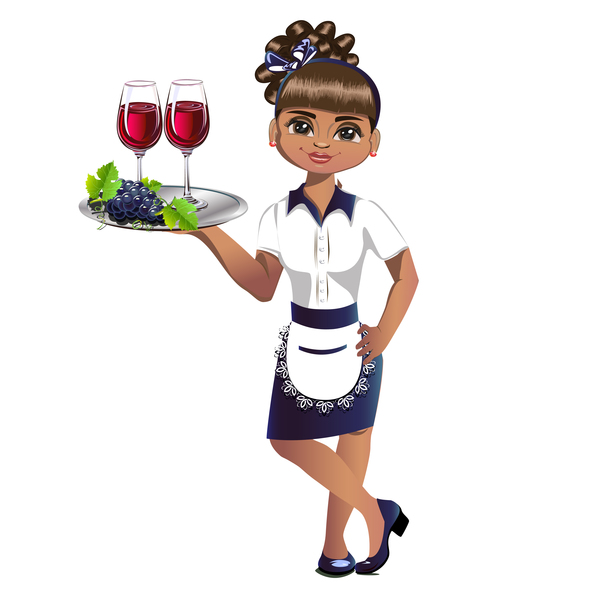 Waitress cartoon vector 01