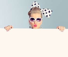 White fashion girl after the wall Stock Photo