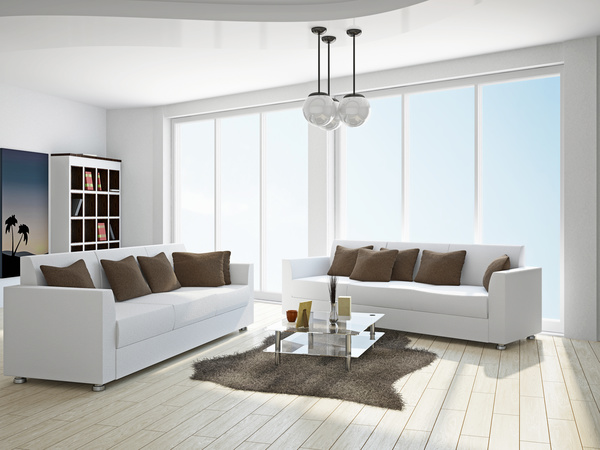 White living room with white sofa Stock Photo