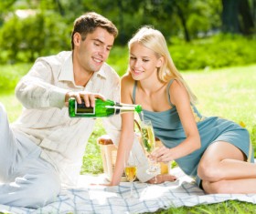 Wild camping couple Stock Photo