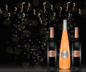 Wine poster template with bottle vector 05