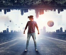 With VR glasses of men Stock Photo 05