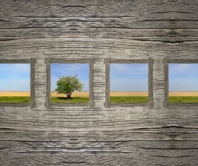 Wood shavings frame Stock Photo