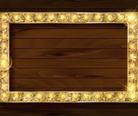 Wooden background and gloden frame vector