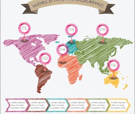 World map illustration infographics geometric sketch design vector
