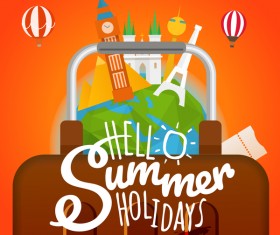 World travel in summer vector design