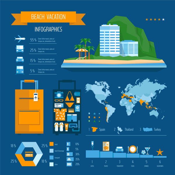 World travel infographic template vector 01